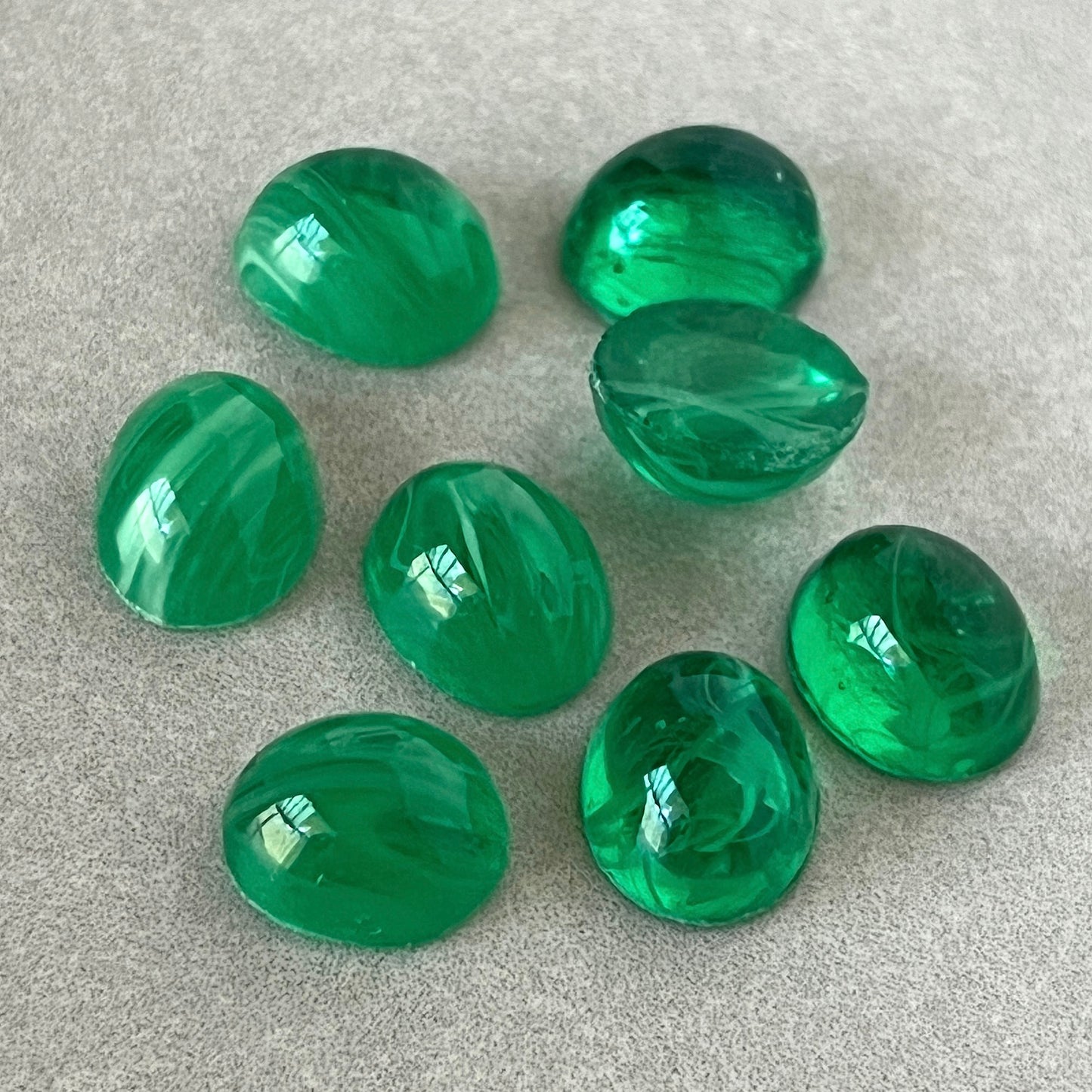 glass cabochon in green for jewelry making
