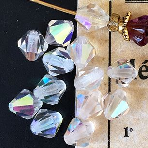 Vintage Czech Glass Crystal Clear Bead 6mm VP-2977