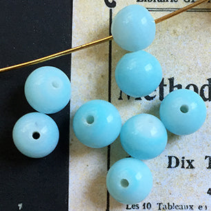 Vintage Japan Glass Blue Bead 12x8mm VP-3590