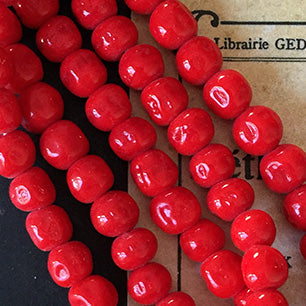 Vintage Japan Haskell Glass Red Baroque Bead 6mm VP-3686