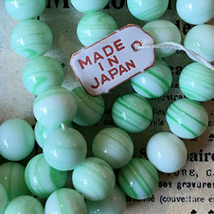 Vintage Japan Glass Green Bead 7mm VP-3948