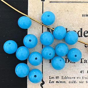 Vintage Japan Glass Blue Round Bead 6mm VP-4144