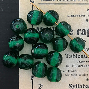 Vintage Japan Haskell Glass Green Baroque Bead 8mm VP-4145