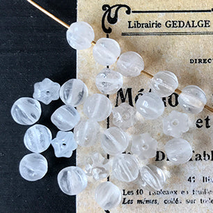 Vintage Czech Glass Frosted Crystal Clear Bead 6mm VP-4302