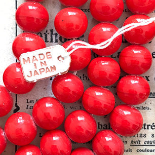 Vintage Japan Glass Opaque Red Bead 10mm VP-5165