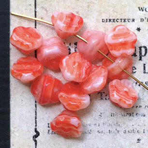Vintage Czech Glass Orange Flower Bead 8mm VP-6754