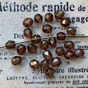 Vintage Czech Glass Aquamarine Blue Bead 4mm VP-7158