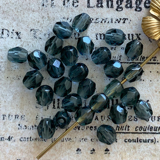 Vintage Czech Glass Montana Blue Bead 4mm VP-8176