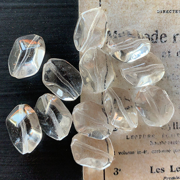 Vintage Czech Glass Crystal Clear Bead 14x10mm VP-8301