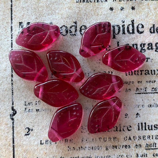 Vintage Czech Glass Berry Red Bead 12x7mm VP-8316