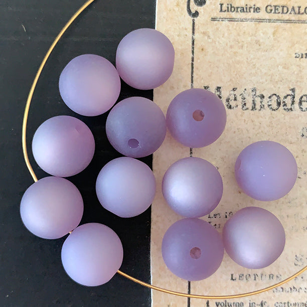 Vintage West German Acrylic Purple Bead 8mm VP-8380