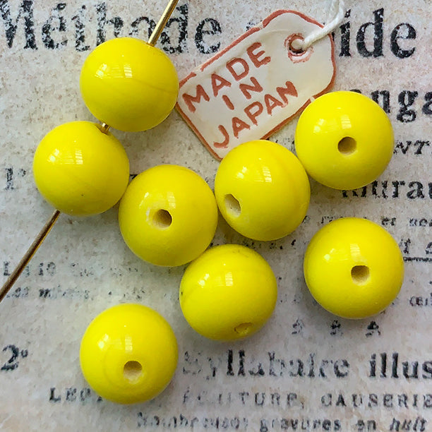 Vintage Japan Glass yellow Bead 8mm VP-8403