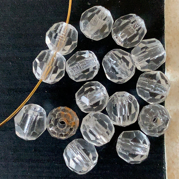 Vintage West German Glass Crystal Clear Bead 6mm VP-8454