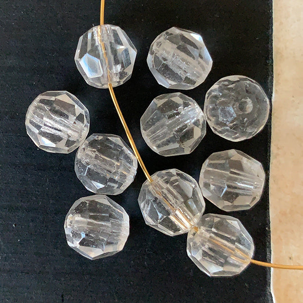 Vintage West German Glass Crystal Clear Bead 8mm VP-8457