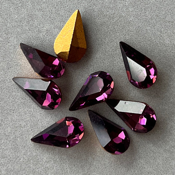 VP-8637 10X6 スワロフスキー ヴィンテージ ラインストーン アメジスト ペアー