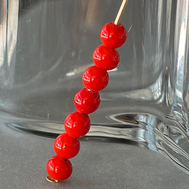 Vintage Japan Glass Red Bead 4mm VP-8684