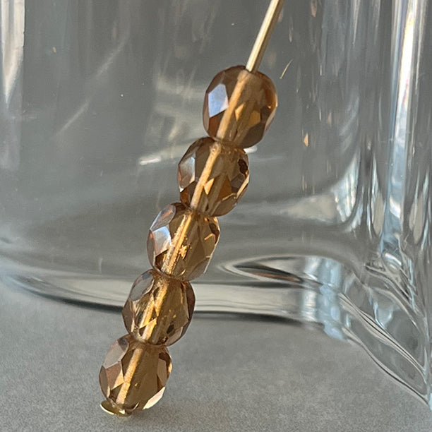 Vintage Czech Glass Topaz Bead 5mm VP-8685