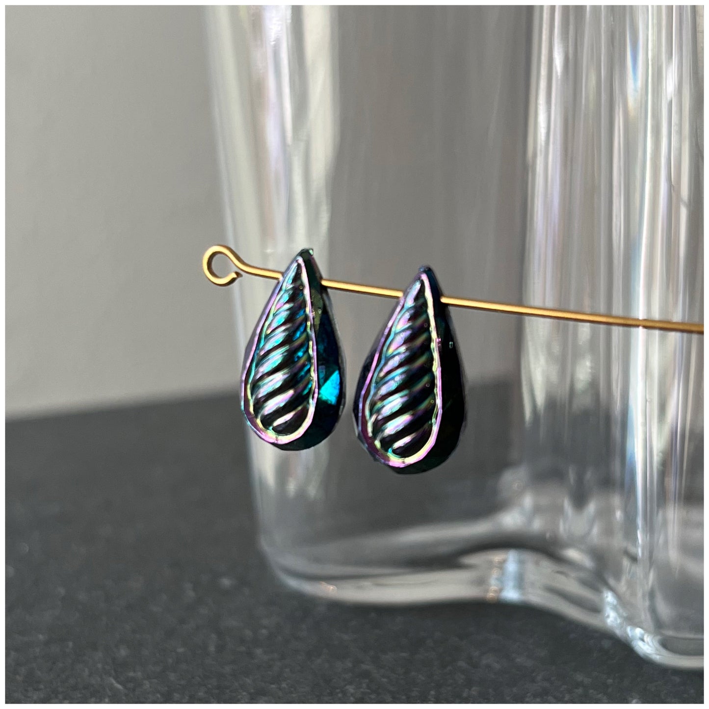 Vintage West German Acrylic Blue Charm 18x10mm VP-8878