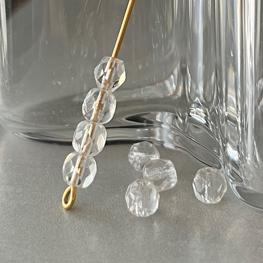 Vintage Czech Glass Crystal Clear Bead 5mm VP-9007