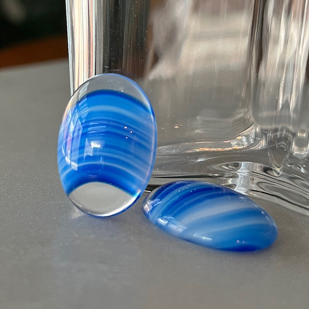 glass cabochon in blue for jewelry making