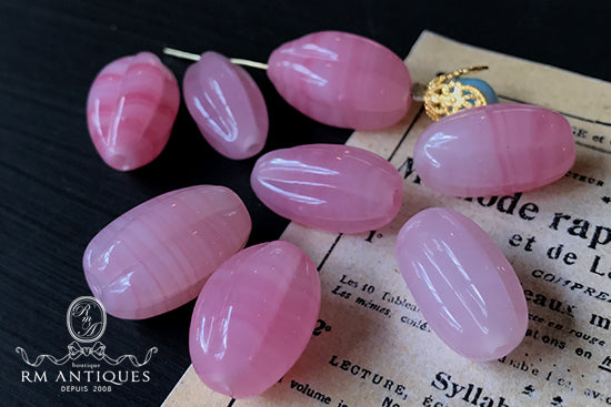 VPL-4659 Appolox 18mm JapanVintage Pink Opal Marbled glass Bead