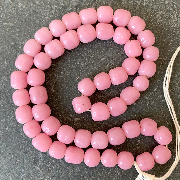 Vintage Japan Haskell Glass Opaque Pink Baroque Bead 8mm 38cm Strand VPL-8528