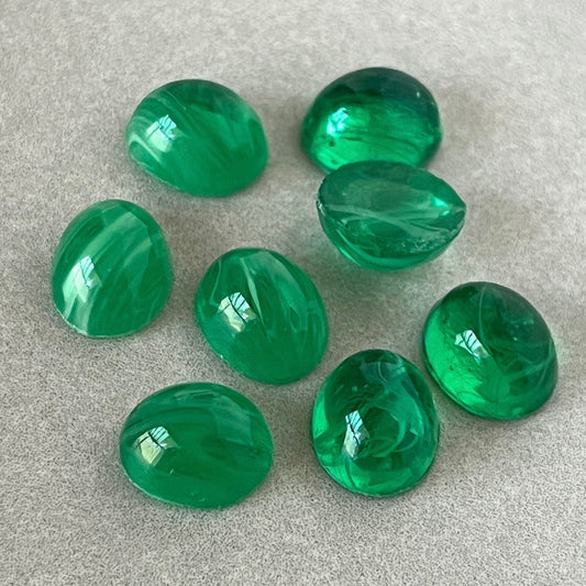 glass cabochon in green for jewelry making