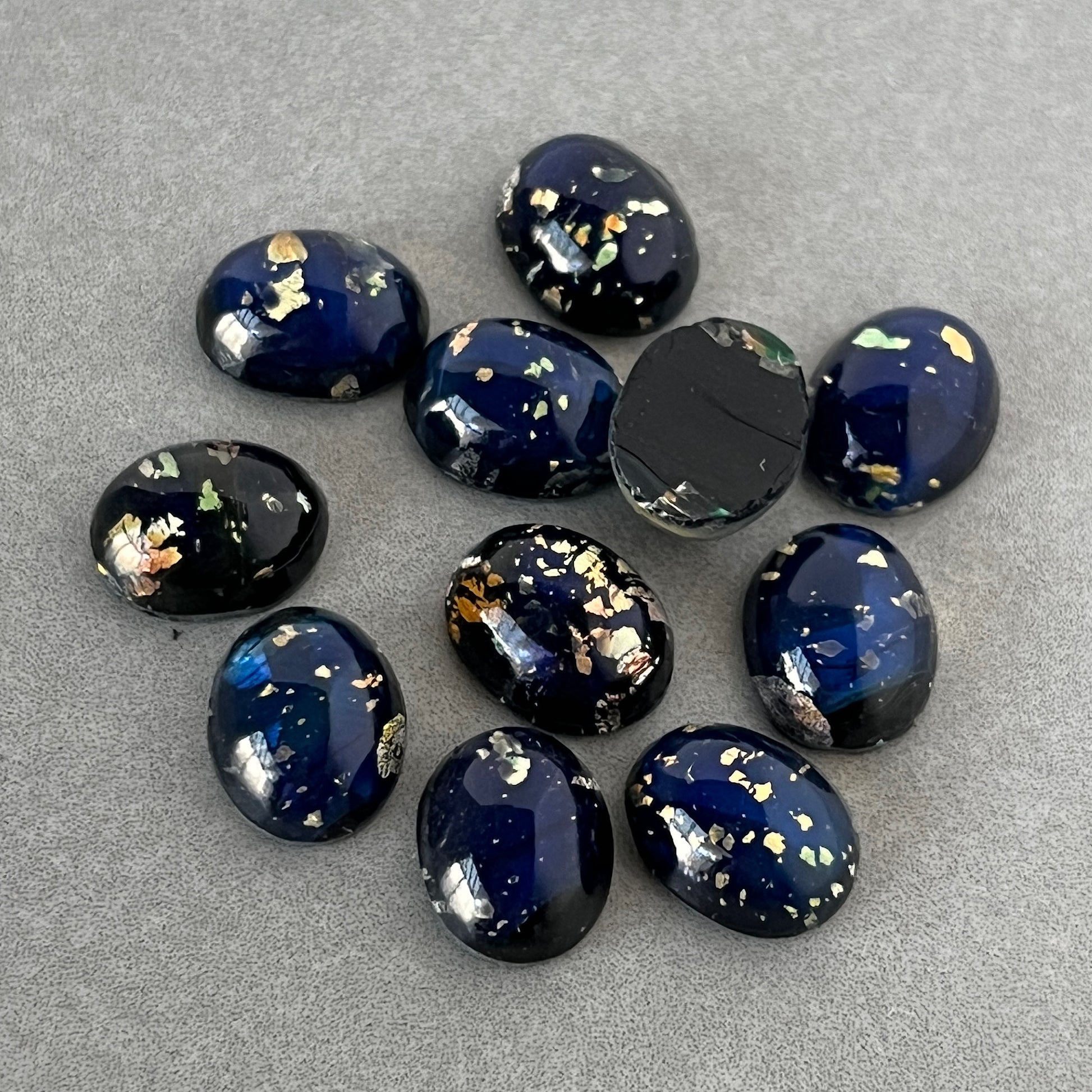 glass cabochon in blue for jewelry making