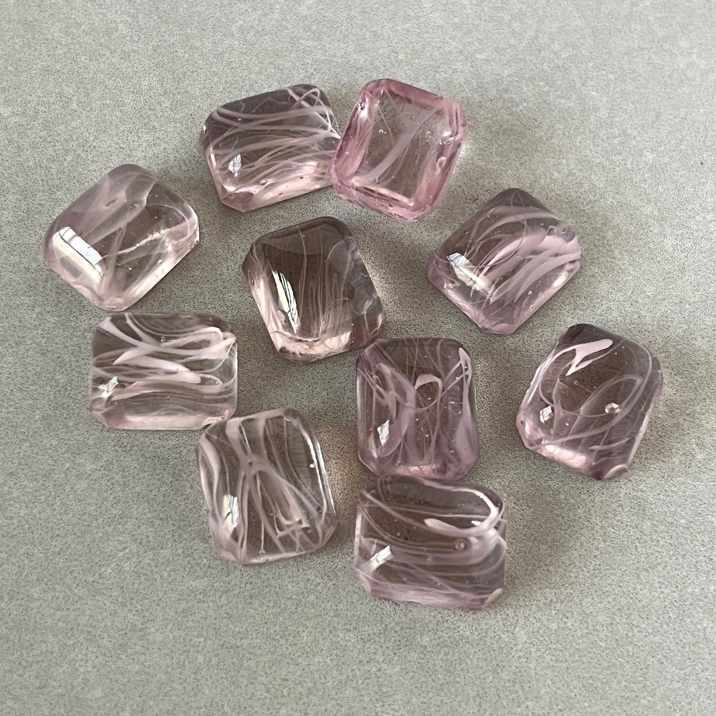 Vintage Japan Glass Lavender Purple Octagon Flatback 12x10 VP-1104