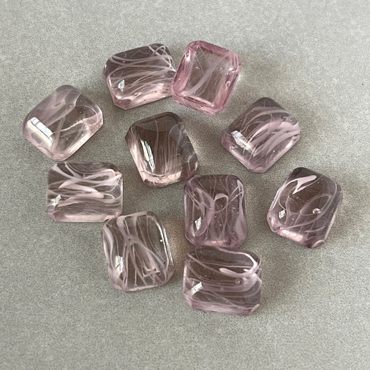 Vintage Japan Glass Lavender Purple Octagon Flatback 12x10 VP-1104