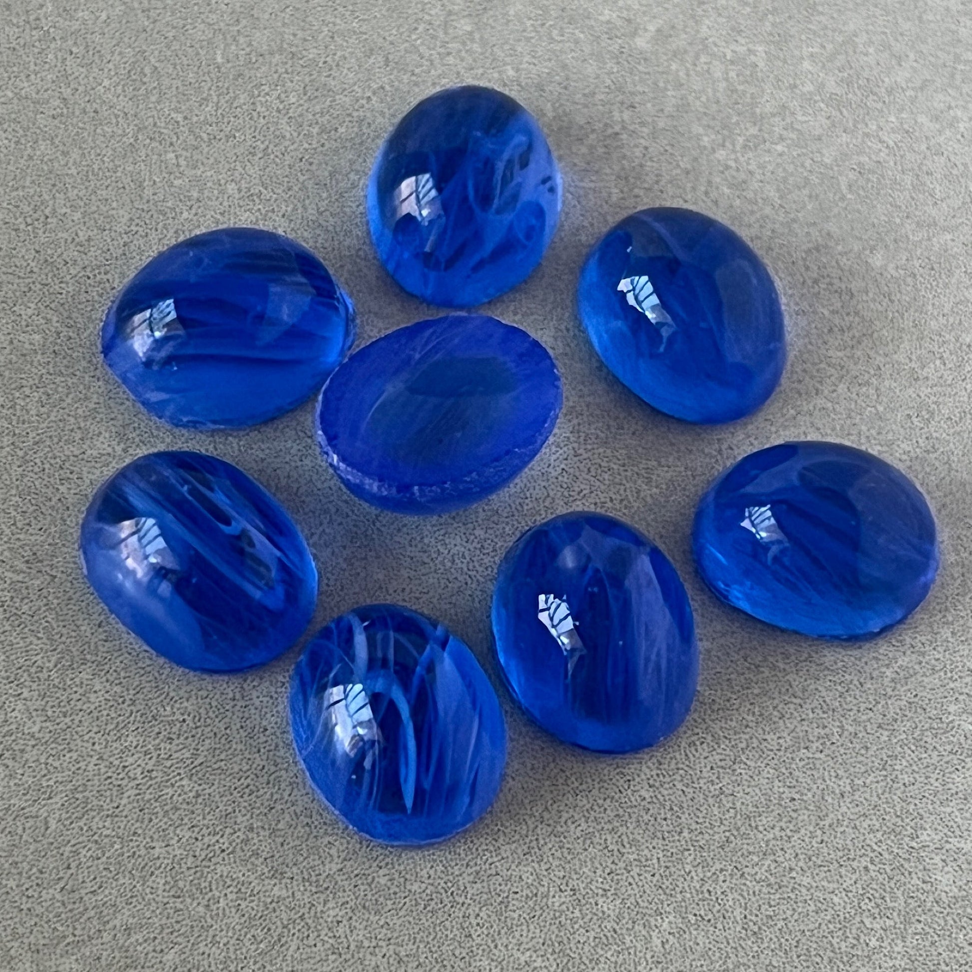 glass cabochon in blue for jewelry making