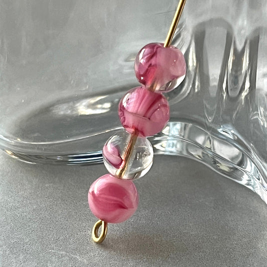 Vintage Czech Pink Glass Bead 8mm VP-1850