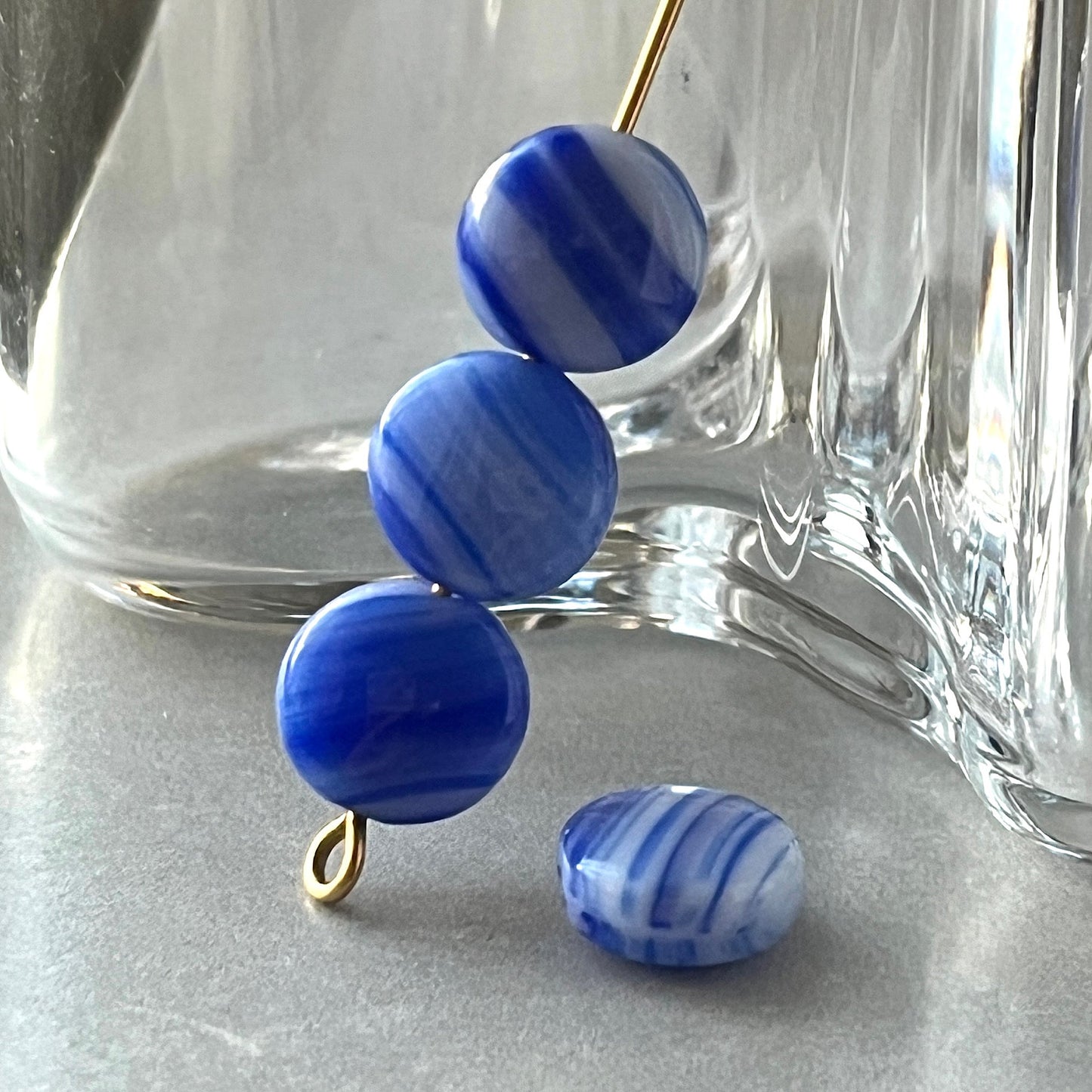 Vintage Czech Glass Blue Bead 10mm VP-1861