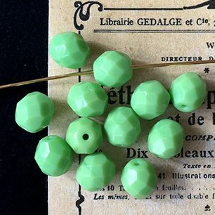 Vintage Czech Glass Opaque Green Bead 8mm VP-2785