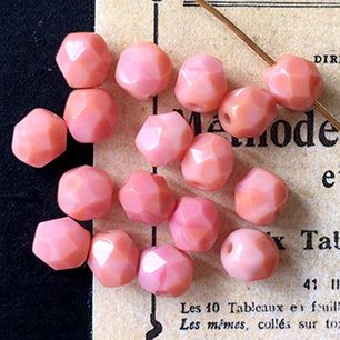 Vintage Czech Glass Opaque Pink Bead 6mm VP-2787