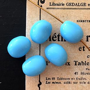 Vintage Glass Opaque Blue Bead 11x9mm VP-3031