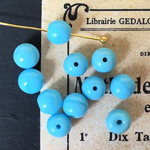 Vintage Czech Glass Blue Bead 6mm VP-3264