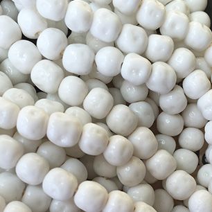 Vintage Japan Haskell Glass White Baroque Bead 6mm VP-3380