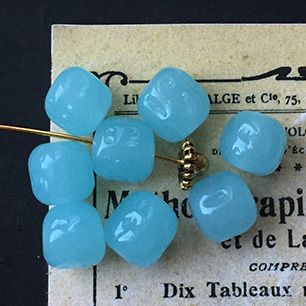 Vintage Japan Haskell Glass Blue Baroque Bead 11mm VP-3474