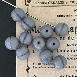 Vintage Czech Glass Opaque Gray Bead 7mm VP-3770