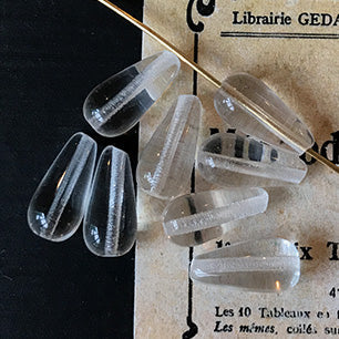 Vintage Czech Glass Crystal Clear Bead Drop 13x6mm VP-3945