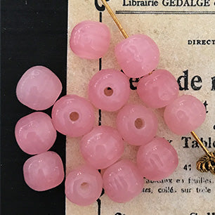 Vintage Japan Haskell Glass Pink Baroque Bead 7.5mm VP-4146