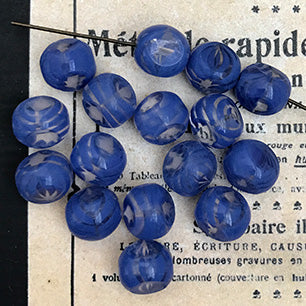 Vintage Czech Glass Blue Bead 8mm VP-4230