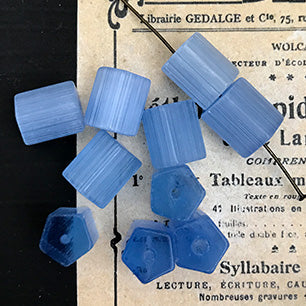 Vintage Czech Glass Blue Bead 10x9mm VP-4235