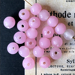 Vintage Japan Glass Pink Round Bead 7mm VP-4303