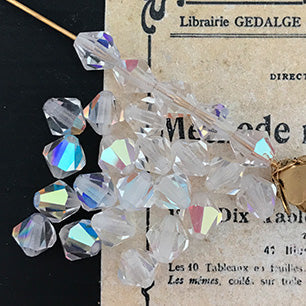 Vintage Czech Glass Crystal Clear Bead 5mm VP-4324