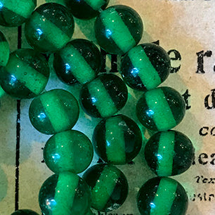 Vintage Japan Glass Emerald Green Bead 6mm VP-4435