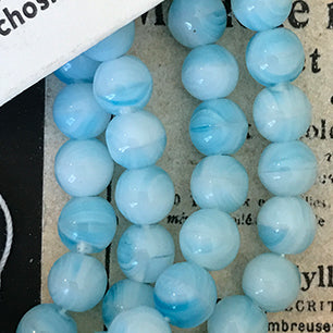 Vintage Czech Glass Blue Bead 6mm VP-4521