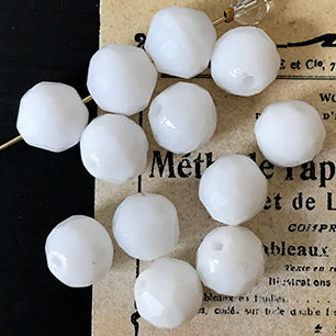 Vintage West German Glass Opaque White Bead 10mm VP-4643