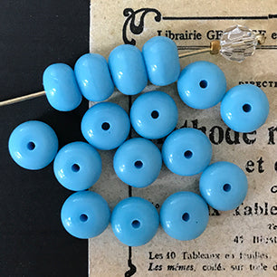 Vintage West German Glass Blue Bead 8x6mm VP-4645